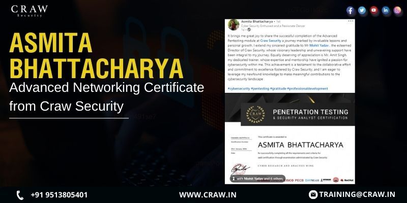 Asmita Bhattacharya Successfully Finished Advanced Penetration Testing