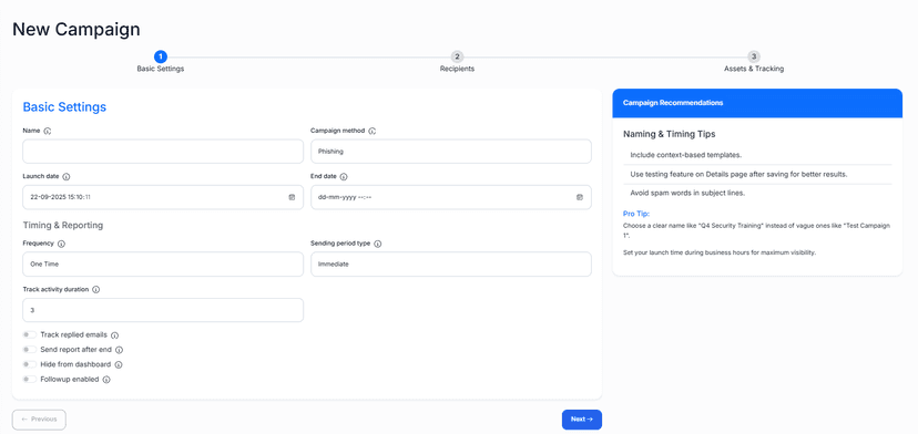 Step 1: Basic Settings