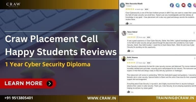 Craw Placement Cell Happy Students Reviews | 1 Year Cyber Security Diploma | Craw Security - Craw Security