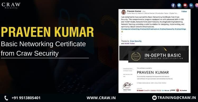 Praveen Kumar: Basic Networking Certificate from Craw Securi...
