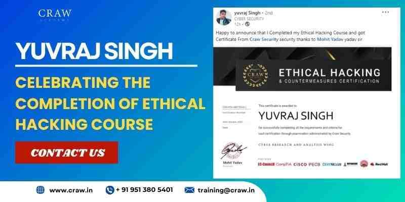 Yuvraj Singh Celebrating the Completion of Ethical Hacking C...