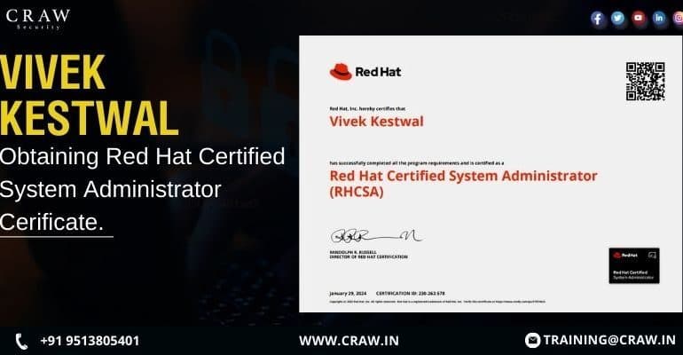 Vivek Kestwal Has Successfully Completed Red Hat Certified S...