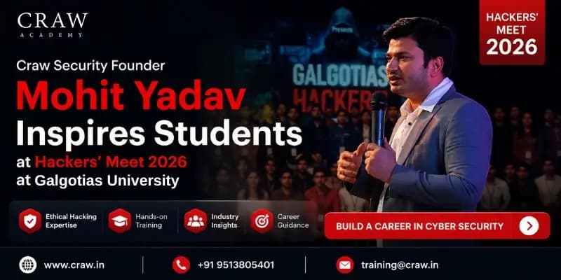 Craw Security Founder Mohit Yadav Inspires Students at Hackers’ Meet 2026 at Galgotias University