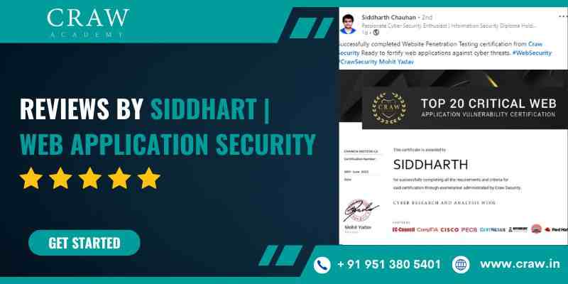 Craw Cyber Security Reviews by Siddhart | Web Application Security - Craw Security