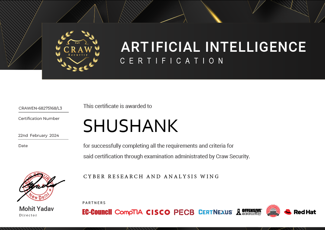 AI CERTIFICATION SHSHANK